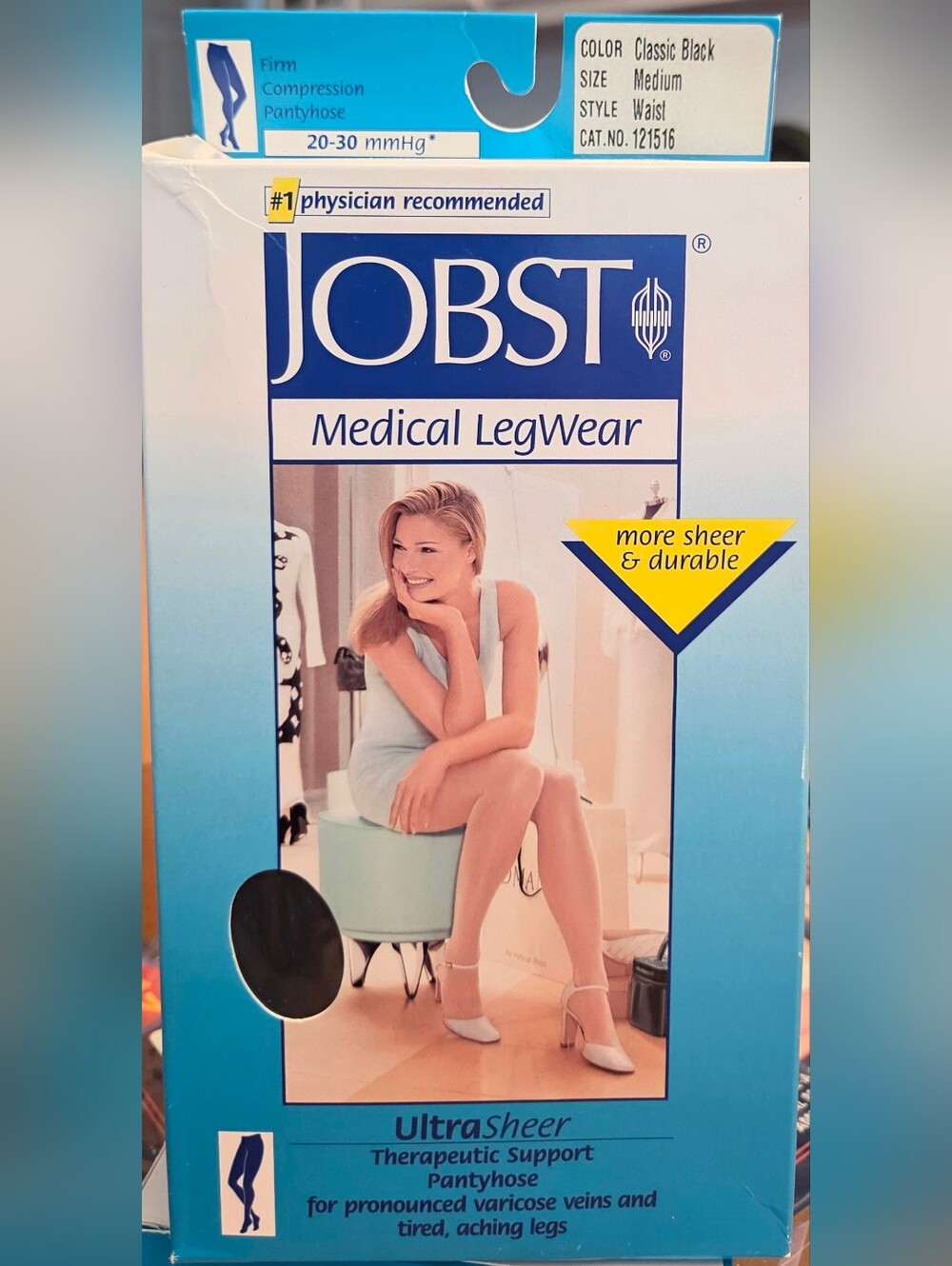JOBST UltraSheer Compression 20-30 Pantyhose Stockings CLASSIC BLACK M CLOSE TOE